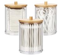 Miiepls 3 Pezzi Contenitore Cotton Fioc, Porta Batuffoli Cotone, Dischetti Plastica Trasparente con Coperchio, Ideale per Organizzare Spugnette, Trucco