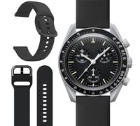 Miimall Cinturino Compatibile con OMEGA × Swatch Bioceramic MoonSwatch, Cinghia in Silicone Flessibile per Uomini e Donne, Sottile Band di Sostituzione Elastica per OMEGA Bioceramic MoonSwatch, Nero