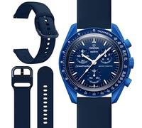 Miimall Cinturino Compatibile con OMEGA × Swatch Bioceramic MoonSwatch, Cinghia in Silicone Flessibile per Uomini e Donne, Sottile Band di Sostituzione Elastica per OMEGA Bioceramic MoonSwatch, Blu