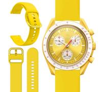 Miimall Cinturino Compatibile con Omega × Swatch Bioceramic MoonSwatch, Strap in Silicone Flessibile per Uomini e Donne, Sottile Band di Sostituzione Elastica per Omega Bioceramic MoonSwatch, Giallo