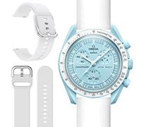 Miimall Cinturino Compatibile con OMEGA × Swatch Bioceramic MoonSwatch, Strap in Silicone Flessibile per Uomini e Donne, Sottile Band di Sostituzione Elastica per OMEGA Bioceramic MoonSwatch, Bianco