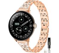 Miimall Cinturino per Google Pixel 4 3 2 1 41mm, Cinturino da Donna in Lega Metallica, Band con Strass, Misura Regolabile, Bling Strap di Ricambio da Lady per Google Pixel 4 3 2 1 41mm, Oro Rosa