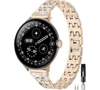 Miimall Cinturino per Google Pixel 4 3 2 1 41mm, Cinturino da Donna in Lega Metallica, Band con Strass, Misura Regolabile, Bling Strap di Ricambio da Lady per Google Pixel 4 3 2 1 41mm, Oro