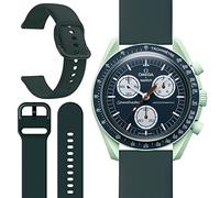 Miimall Cinturino per OMEGA × Swatch Bioceramic MoonSwatch, Cinghia in Silicone Flessibile per Uomini e Donne, Sottile Band di Sostituzione Elastica per OMEGA Bioceramic MoonSwatch, Verde Scuro