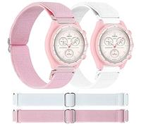 Miimall Cinturino per OMEGA × Swatch Bioceramic MoonSwatch, Strap in Nylon Flessibile per Uomo e Donna, Traspirante Sottile Elastico di Ricambio per OMEGA Bioceramic MoonSwatch, Bianco e Rosa