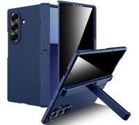 Miimall Custodia a Cerniera per Samsung Galaxy Z Fold 7, Case con Pellicola Antispia, Protezione della Cerniera, Cover Antiurto in PC, Case Protettiva con Cavalletto Regolabile per Z Fold 7, Blu