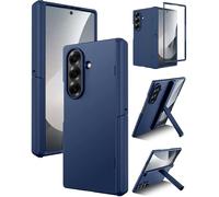 Miimall Custodia a Cerniera per Samsung Galaxy Z Fold 7, Case con Pellicola, Protezione della Cerniera, Cover Antiurto in PC, Case Protettiva con Cavalletto Regolabile per Galaxy Z Fold 7, Blu Scuro