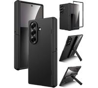 Miimall Custodia a Cerniera per Samsung Galaxy Z Fold 7, Case con Pellicola, Protezione della Cerniera, Cover Antiurto in PC, Case Protettiva con Cavalletto Regolabile per Galaxy Z Fold 7, Nero