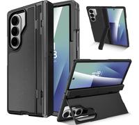 Miimall Custodia a Cerniera per Samsung Galaxy Z Fold 7, Case Protettiva con Pellicola HD, Protezione della Cerniera, Cover Antiurto in PC, Case con Cavalletto Regolabile per Samsung Z Fold 7, Nero