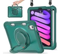 Miimall Custodia Compatibile con iPad Mini 7 Tablet, Cover Antiurto per PC, Cavalletto Rotante, Custodia Protettiva con Cinturino, Case Sottile in TPU Anti-Scivolo per iPad Mini 7 Tablet, Verde