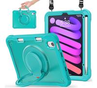 Miimall Custodia Compatibile con iPad Mini 7 Tablet, Cover Antiurto per PC, Cavalletto Rotante, Custodia Protettiva con Cinturino, Case Sottile in TPU Anti-Scivolo per iPad Mini 7 Tablet, Blu