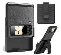 Miimall Custodia compatibile con Samsung Galaxy Z Flip 3 con clip da cintura, custodia in pelle a doppio strato, sottile, resistente, con clip posteriore per Galaxy Z Flip 3 2021 (grigio)