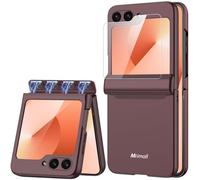 Miimall Custodia Compatibile con Samsung Galaxy Z Flip 7 FE & Flip 6 Cerniera Magnetica, Pellicola Protettiva HD, Cover Antiurto PC, Case Antiscivolo Sottile per Samsung Z Flip7 FE & Flip6, Rosso
