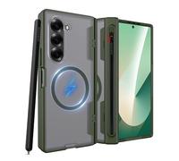 Miimall Custodia Compatibile per Samsung Galaxy Z Fold 6, Pellicola Protettiva, Case con Portapenna, Anello Magnetico, Cover Antiurto in PC, Custodia Protettiva per Samsung Galaxy z Fold 6, Verde
