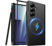 Miimall Custodia con Penna Compatibile per Samsung Galaxy Z Fold 7, Pellicola Protettiva, Cover con Portapenna, Anello Mag-safe, Cover Antiurto in PC, Case Protettiva per Samsung z Fold 7, Nero