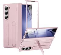 Miimall Custodia per Samsung Fold 5, Cover Antiurto in PC, Pellicola Protettiva HD Integrata, Strap da Polso in Silicone, Cavalletto Staccabile, Case Protettive per Samsung Fold 5, Rosa