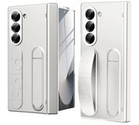 Miimall Custodia per Samsung Fold 6, Cover Antiurto in PC, Pellicola Protettiva HD Integrata, Strap da Polso in Silicone, Cavalletto Staccabile, Case Protettive per Samsung Fold 6, Bianco