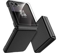 Miimall Custodia per Samsung Galaxy Z Flip 7, Cover Sottile con Pellicola Protettiva, Protezione della Cerniera, Cover Antiurto in PC, Custodia Protettiva Antiscivolo per Galaxy Z Flip 7, Nero