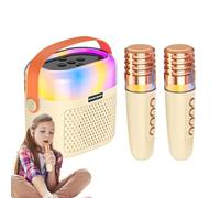 Miini - Piccola macchina per karaoke, portatile, con 2 microfoni wireless, altoparlante per karaoke, luci LED, portatile, wireless, per Natale, 12 x 7 x 13 cm