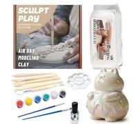 Miioto Kit Ceramica, Air Dry Clay, Kit Ceramica Fai da te, Set Introduttivo - Strumenti per Modellare, Bianca Pasta Modellabile Autoindurente, Colori E Pennelli | Regali Compleanni, Progetti Creativi