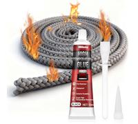 Miioto Silicone Alta Temperatura, Colla Alte Temperature, Silicone Alte Temperature, Adatto per Caminetti, Forni, Corda di tenuta 2,5 m e 4 Strisce di Tenuta per Caminetti a Legna