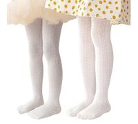 Miipat 2 Paia Collant per Bambine, Calze Collant Ajourés Scavato Bambini Elastiche per la Festa Scuola Danza 4-6 Anni