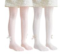 Miipat 2 Paia Collant per Bambine, Calze Collant Ajourés Scavato Bambini Elastiche per la Festa Scuola Danza 2-4 Anni