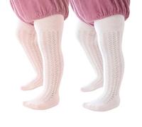 Miipat 2 Paia Collant per Bambine, Calze Collant Ajourés Scavato Bambini Elastiche per la Festa Scuola Danza 4-6 Anni