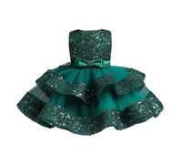 Miipat Abito per Bambina del Bambino Principessa Tulle Paillette Senza Maniche Formali Flower Girls Abiti per Partito Compleanno Matrimonio Verde 120 4-5 Anni