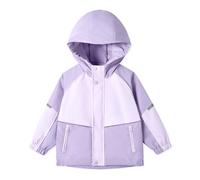 Miipat Giacca Impermeabile per Ragazze Leggera Antivento Giacce a Vento con Cappuccio Abbigliamento Impermeabile con Cerniera Giacca di Pioggia per Bambini Ragazzi(Viola,3-4 Anni)