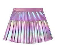 Miipat Gonna Metallizzata A Pieghe per Bambina, Plissettata Gonna con a Pantaloncini Interni e Tasche Ragazze Minigonna Vita Elastica per Bambini Festa Danza Tennis(Viola,5-6Anni)