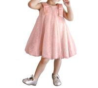Miipat Ragazze Abito Tulle Bambini Paillette Abiti Senza Maniche Principessa Bambino Ragazza Abito per La Festa di Compleanno Matrimonio(Rosa 100 3-4 Anni)