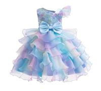 Miipat Ragazze Abito Una Spalla Paillettes Principessa Senza Maniche Vestito Bambine e Ragazza di Fiori Damigella d'Onore Tutu Abiti Bambini Festa Compleanno Matrimoni 130 6-7 Anni