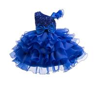 Miipat Ragazze Abito Una Spalla Paillettes Principessa Senza Maniche Vestito Bambine e Ragazza di Fiori Damigella d'Onore Tutu Abiti Bambini Festa Compleanno Matrimoni 130 6-7 Anni
