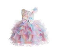 Miipat Ragazze Abito Una Spalla Paillettes Principessa Senza Maniche Vestito Bambine e Ragazza di Fiori Damigella d'Onore Tutu Abiti Bambini Festa Compleanno Matrimoni Rainbow 110 4-5 Anni