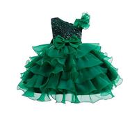 Miipat Ragazze Abito Una Spalla Paillettes Principessa Senza Maniche Vestito Bambine e Ragazza di Fiori Damigella d'Onore Tutu Abiti Bambini Festa Compleanno Matrimoni 130 6-7 Anni