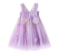 Miipat Vestito da Bambina Tulle Farfalla Bambino Ragazze Abitini Estate Senza Maniche Ricamo Floreale Principessa Abiti Festa di Nozze Abito di Compleanno per Ragazza 120 4-5 Anni