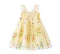 Miipat Vestito da Bambina Tulle Farfalla Bambino Ragazze Abitini Senza Maniche Ricamo Floreale Principessa Abiti Festa di Nozze Abito di Compleanno per Ragazza 110 3-4 Anni