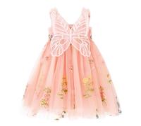Miipat Vestito da Bambina Tulle Farfalla Bambino Ragazze Abitini Senza Maniche Ricamo Floreale Principessa Abiti Festa di Nozze Abito di Compleanno per Ragazza 120 4-5 Anni