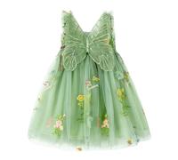 Miipat Vestito da Bambina Tulle Farfalla Bambino Ragazze Abitini Senza Maniche Ricamo Floreale Principessa Abiti Festa di Nozze Abito di Compleanno per Ragazza 130 5-6 Anni