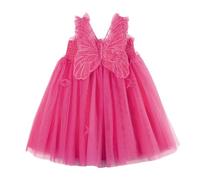 Miipat Vestito per Bambina Tulle Senza Maniche Farfalla Abito Bambino Ragazze Principessa Abiti Ragazze la Festa di Compleanno Vestiti Rose 120 4-5 Anni
