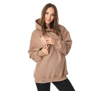 MijaCulture Abbigliamento premaman Oversize 2in1 Maglione per allattamento e gravidanza Top per allattamento Maglione per allattamento Naomi M016, beige scuro, XXL