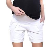 MijaCulture Pantaloncini/Pantaloni Premaman Corti per L'Estate in Cotone 1047 (IT48 / XL, Bianca)