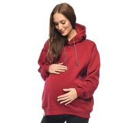 MijaCulture Umstandsmode Oversize 2in1 Maglione per allattamento & Maglione premaman Stilltop Stillpulli Naomi M016, rosso bordeaux, S-M