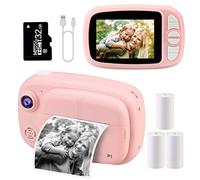 mijiaowatch - Fotocamera istantanea per bambini, 12 MP/1080p, con stampa digitale da 3,5 pollici, con scheda TF da 32 GB, registratore video e foto, giocattolo 3 in 1, regalo per bambine dai 3 ai 14