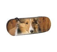 MIJKO Adorabile cane Sheltie, Astuccio per matite Astuccio per matite in pelle PU Astuccio per penne a matita di grande capacità
