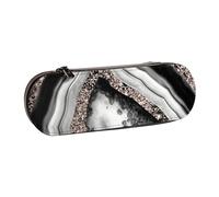 MIJKO Agata oro rosa glitter glam gemma decorazione art, Astuccio per matite Astuccio per matite in pelle PU Astuccio per penne a matita di grande capacità
