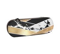 MIJKO Arte geometrica moderna in marmo glitter bianco nero oro, Astuccio per matite Astuccio per matite in pelle PU Astuccio per penne a matita di grande capacità