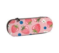 MIJKO Bella fragola rosa, Astuccio per matite Astuccio per matite in pelle PU Astuccio per penne a matita di grande capacità