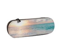 MIJKO Bella spiaggia giallo tramonto oceano, Astuccio per matite Astuccio per matite in pelle PU Astuccio per penne a matita di grande capacità